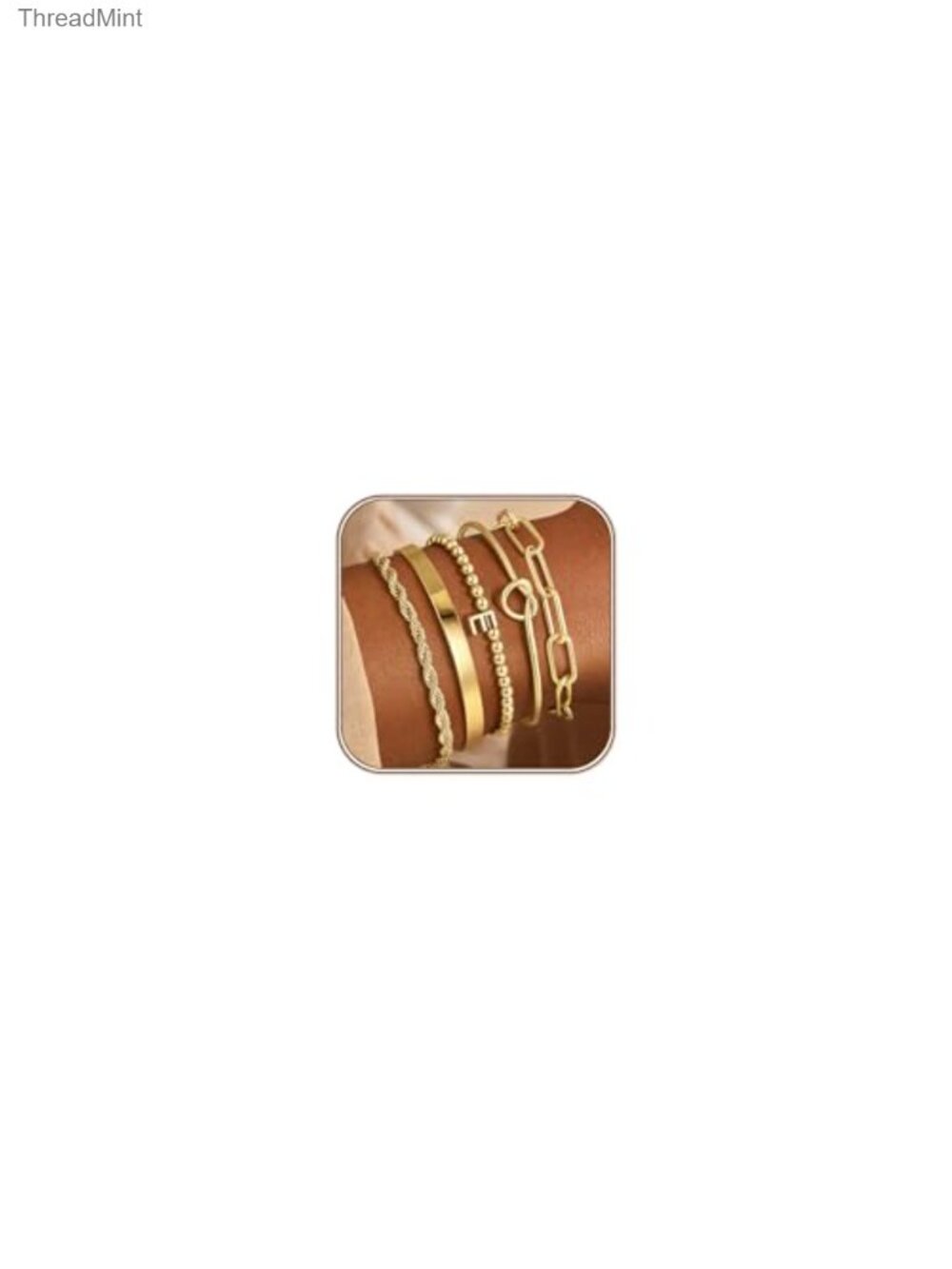 5 PCS Initial A-Z Beaded Stretch Letter Bracelet 14K Gold Plated